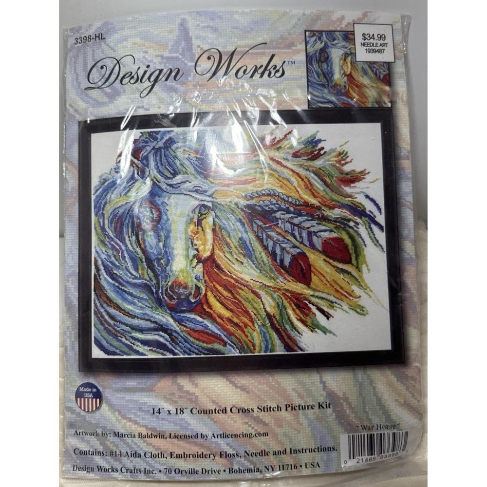 Design Works War Horse Counted Cross Stitch Kit Marcia Baldwin 14"x18" USA New